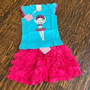 NWT Lemon Loves Lime Appliqué Tee and Matching Ruffle Shorts Size 3